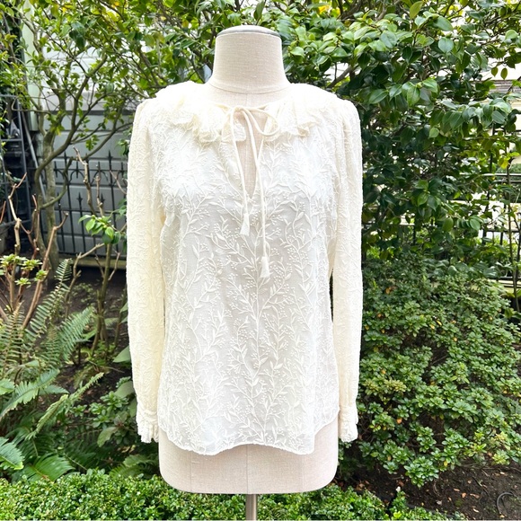 Rebecca Taylor Textured Vines Silk Top Sz 2